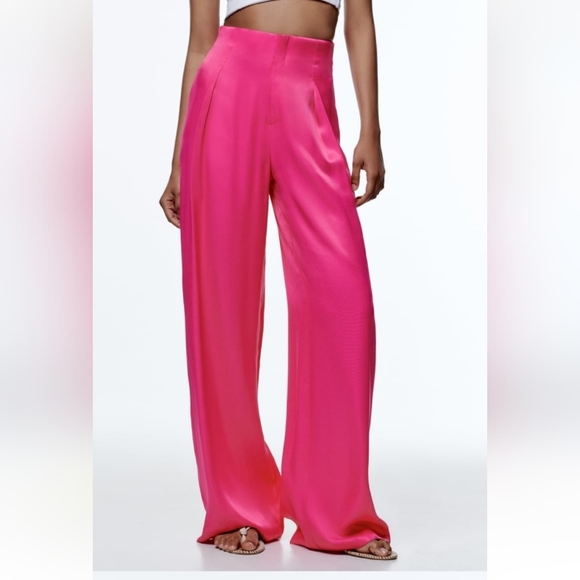 Zara Pants & Jumpsuits Zara Full Length Satin Effect Pants Poshmark